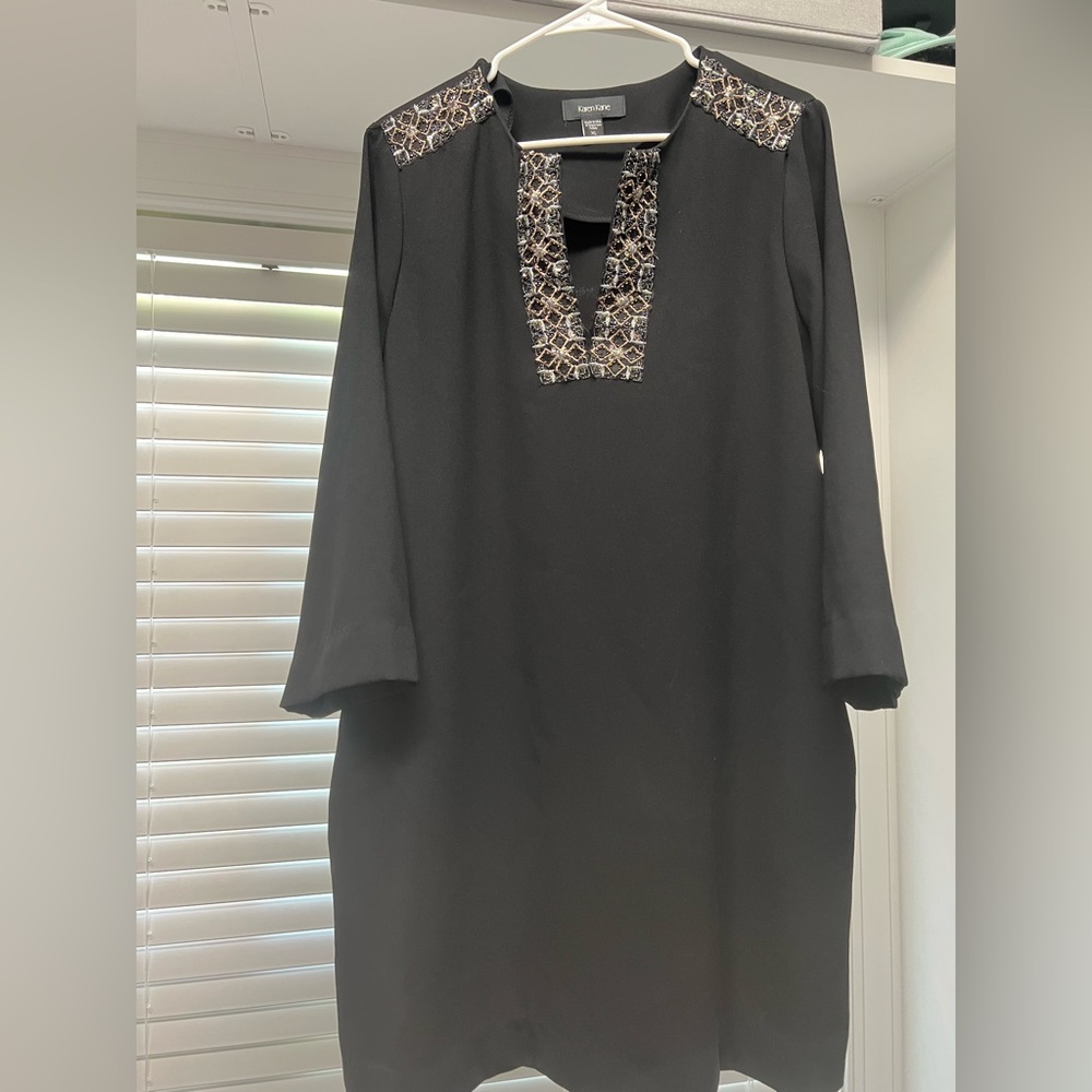 Karen Kane Black Dress with Embellished Neckline